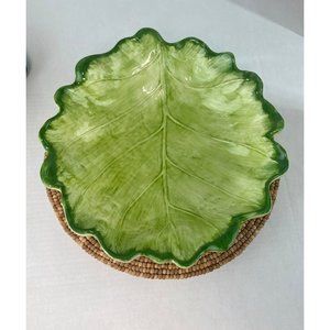 RARE Vintage Vietri Large Italian Leaf Bowl, Crafted in Italy, Stamped 9631/35